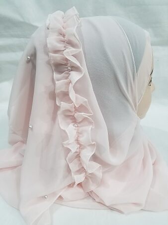 Two Loops Chiffon Instant Hijab with Frill - Light Pink Two Loops Chiffon Instant Hijab with Frill - Light Pink