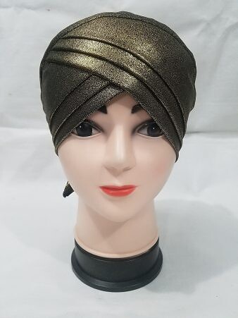 Criss Cross Shimmery Tie Back Bonnet - Olive Green Criss Cross Shimmery Tie Back Bonnet - Olive Green