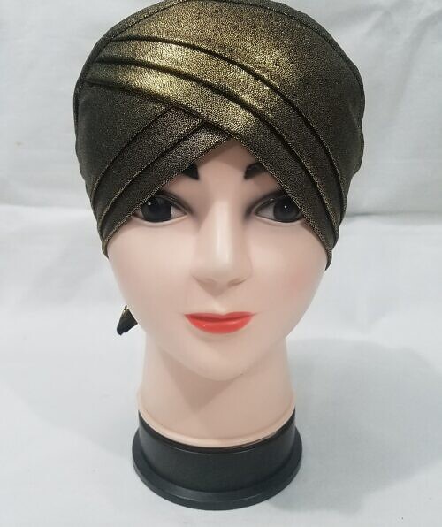 criss cross shimmery tie back bonnet olive green
