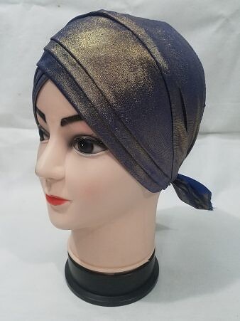 Criss Cross Shimmery Tie Back Bonnet - Navy Blue Criss Cross Shimmery Tie Back Bonnet - Navy Blue