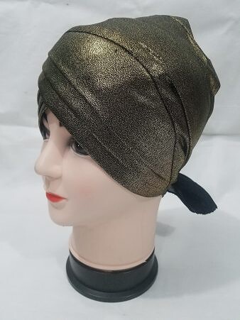Criss Cross Shimmery Tie Back Bonnet - Olive Green Criss Cross Shimmery Tie Back Bonnet - Olive Green
