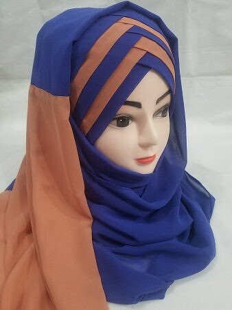 Criss Cross Multi Color Ready to Wear - Blue and Beige Criss Cross Multi Color Ready to Wear - Blue and Beige