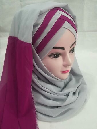 Criss Cross Multi Color Ready to Wear - Grey and Deep Pink Criss Cross Multi Color Ready to Wear - Grey and Deep Pink