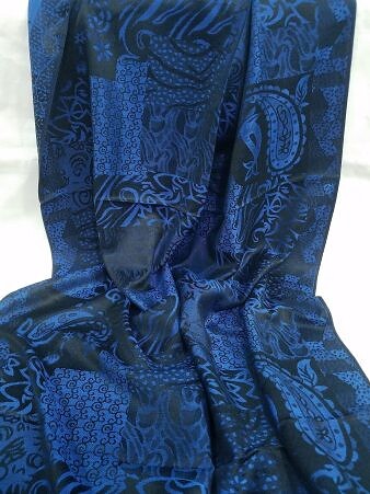 Sky Cashmere Self Printed Scarf - Blue Sky Cashmere Self Printed Scarf - Blue