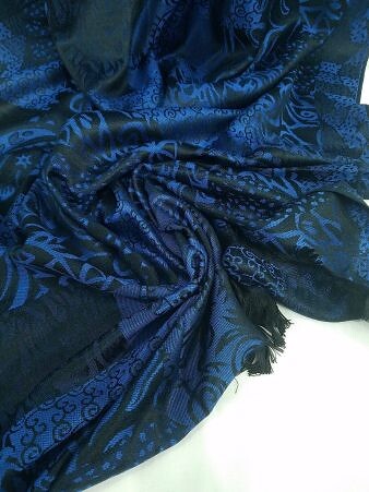 Sky Cashmere Self Printed Scarf - Blue Sky Cashmere Self Printed Scarf - Blue