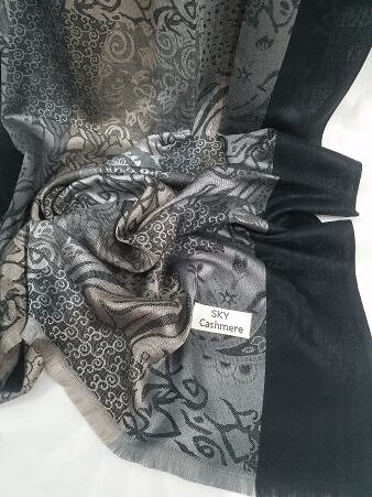 Sky Cashmere Self Printed Scarf - Coffee