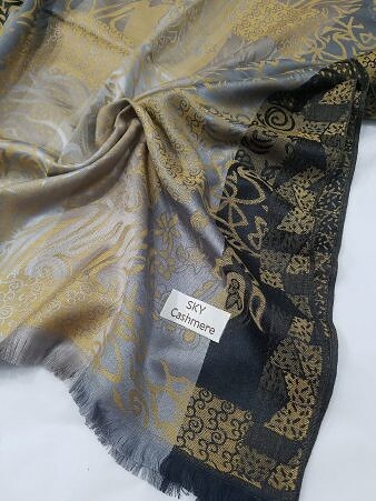 Sky Cashmere Self Printed Scarf - Mustard