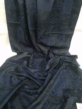 Sky Cashmere Self Printed Scarf - Navy Blue Sky Cashmere Self Printed Scarf - Navy Blue