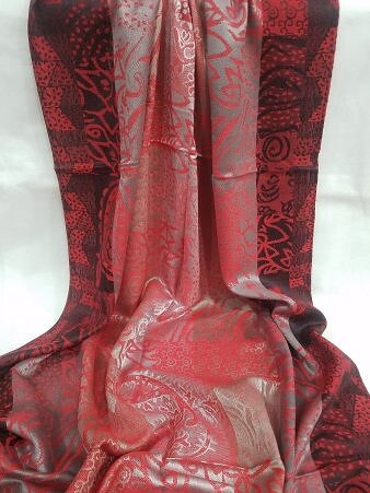 Sky Cashmere Self Printed Scarf - Red