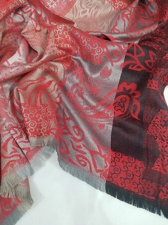 Sky Cashmere Self Printed Scarf - Red