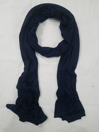 Cotton Jersey Plain Scarf - Navy Blue
