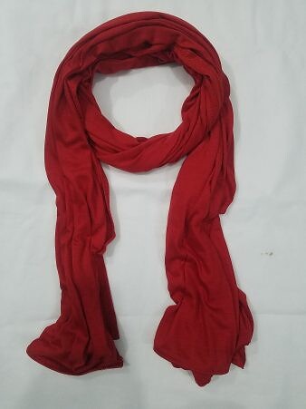 Cotton Jersey Plain Scarf - Red
