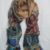 linen printed scarf camel