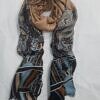 linen printed scarf coffee