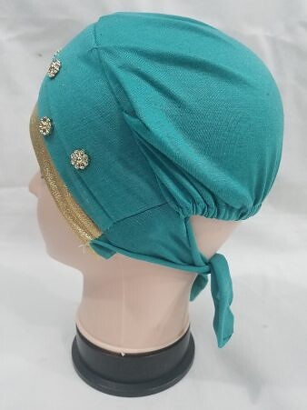 Fancy Criss Cross Tie Back Bonnet - Aqua Blue