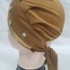 Fancy Criss Cross Tie Back Bonnet - Caramel Brown