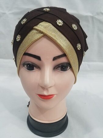 Fancy Criss Cross Tie Back Bonnet - Chocolate Brown