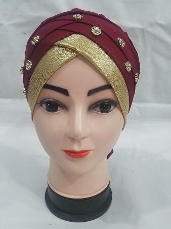 Fancy Criss Cross Tie Back Bonnet - Maroon
