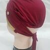Fancy Criss Cross Tie Back Bonnet - Maroon