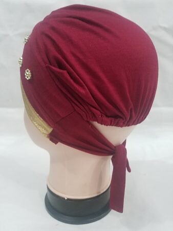 Fancy Criss Cross Tie Back Bonnet - Maroon
