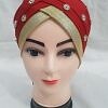 Fancy Criss Cross Tie Back Bonnet - Red