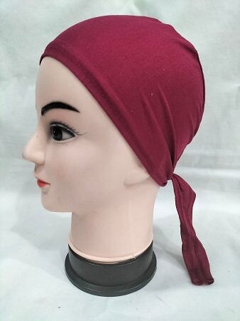 Plain Tie Back Bonnet Cap - Maroon