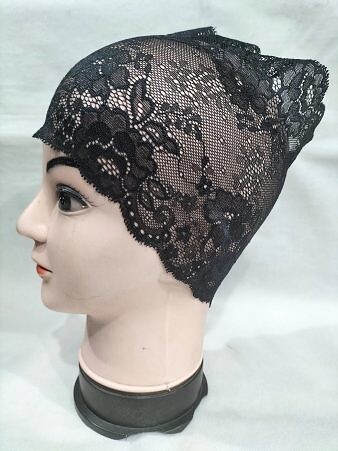 Lace Hijab Band – Black (Design 6)