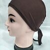 Plain Tie Back Bonnet Cap - Brown