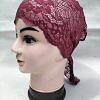 Lace Tie Back Bonnet Cap - Maroon Lace Tie Back Bonnet Cap - Maroon