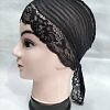 Lace Tie Back Bonnet Cap - Black 1 Lace Tie Back Bonnet Cap - Black 1