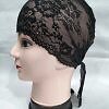 Lace Tie Back Bonnet Cap - Black 2