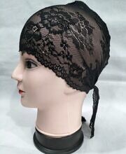 lace tie back bonnet cap black 2 1