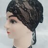 Lace Tie Back Bonnet Cap - Black 1 Lace Tie Back Bonnet Cap - Black 1