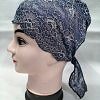 Lace Tie Back Bonnet Cap - Navy Blue Design 1 Lace Tie Back Bonnet Cap - Navy Blue Design 1