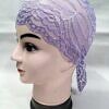 Lace Tie Back Bonnet Cap - Purple