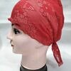 Lace Tie Back Bonnet Cap - Red Design 1