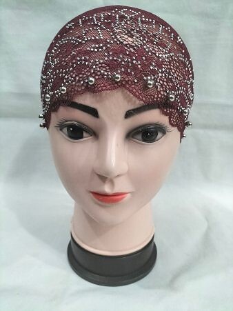 Fancy Lace Cap - Maroon - 2