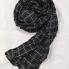 Checks with Bubbles Lawn Scarf - Black
