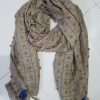 Checks and Tassels with Bubbles Lawn Scarf - Camel