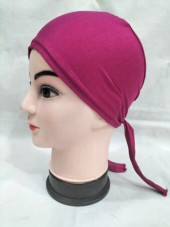 Plain Tie Back Bonnet Cap - Fuschia Plain Tie Back Bonnet Cap - Fuschia