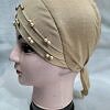 Criss Cross Tie Back Bonnet with Pearls - Fawn