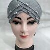 Criss Cross Tie Back Bonnet with Pearls - Grey