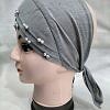 Criss Cross Tie Back Bonnet with Pearls - Grey
