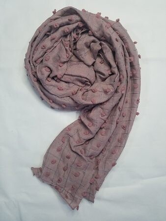 Checks and Tassels with Bubbles Lawn Scarf - Dirty Purple Checks and Tassels with Bubbles Lawn Scarf - Dirty Purple