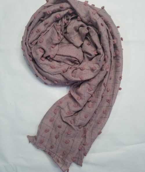 Checks and Tassels with Bubbles Lawn Scarf – Dirty Purple – Full Picture