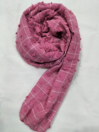 Checks with Bubbles Lawn Scarf - Pink