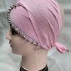 Cross Over Tie Back Bonnet with Pearls - Baby Pink Cross Over Tie Back Bonnet with Pearls - Baby Pink