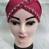 Cross Over Tie Back Bonnet with Pearls - Deep Pink