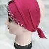 Cross Over Tie Back Bonnet with Pearls - Deep Pink