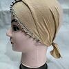 Cross Over Tie Back Bonnet with Pearls - Fawn Cross Over Tie Back Bonnet with Pearls - Fawn